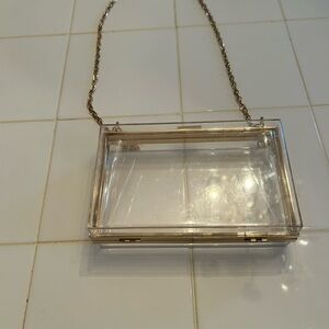 Transparent Gold Chain Clutch
